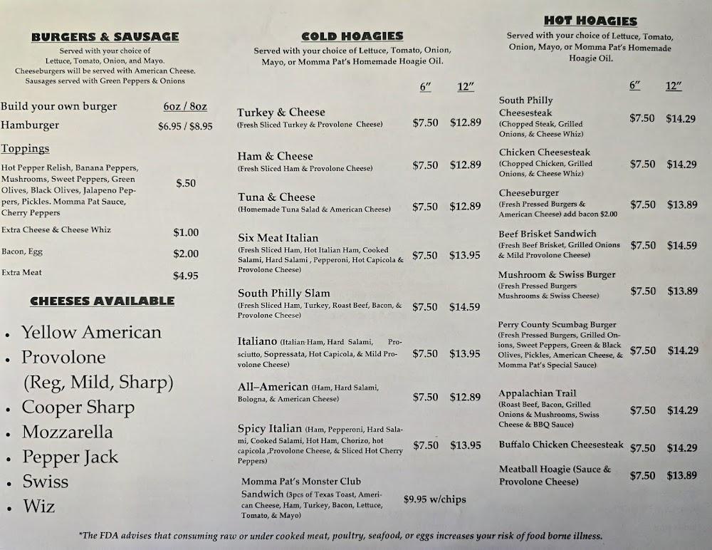 Momma Pat's A Little Taste of Philly Grille Menu image 1